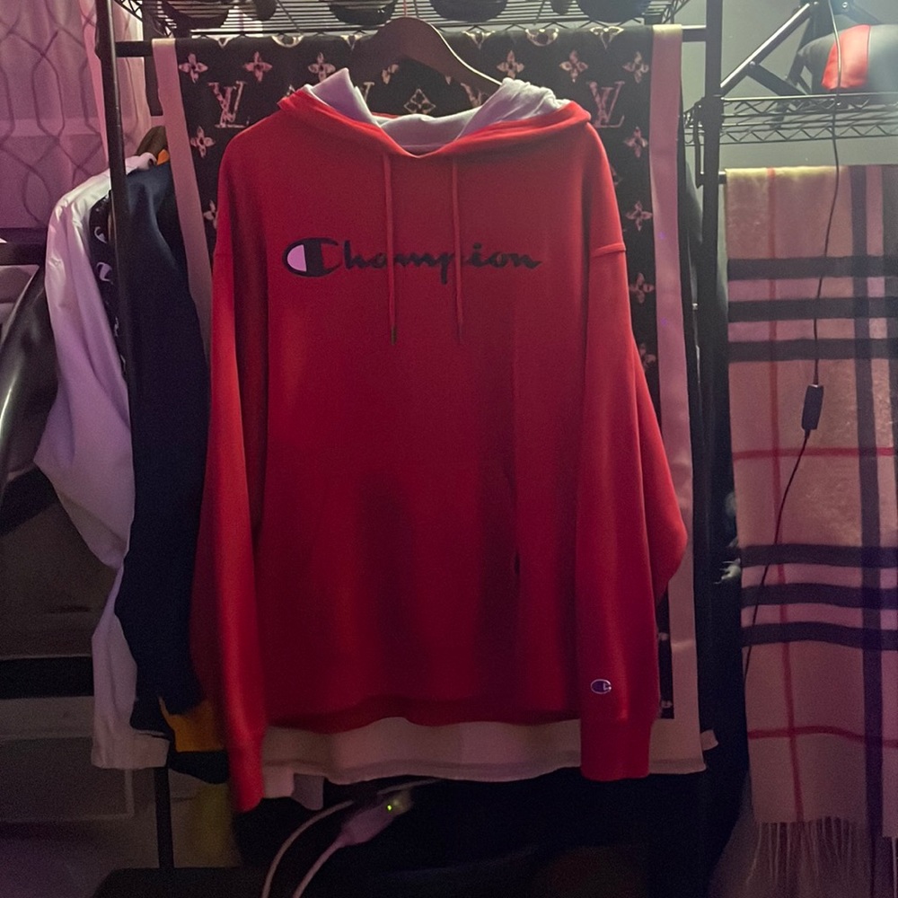 This is a red champion hoodie. only used 3xs.